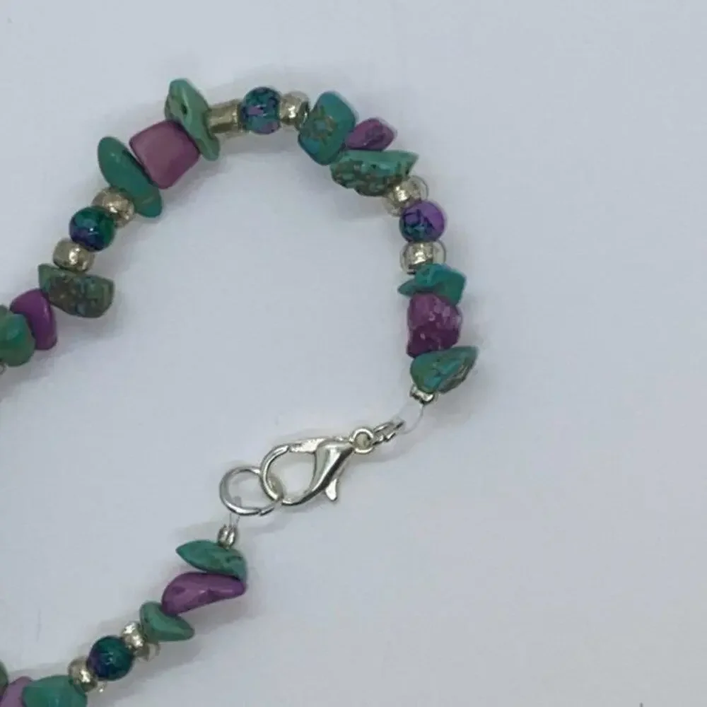 Girls Handmade Rock Beaded Green Elephant Necklace
